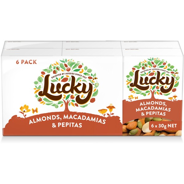 Lucky Almonds, Macadamias & Pepitas 30g x 6 pack