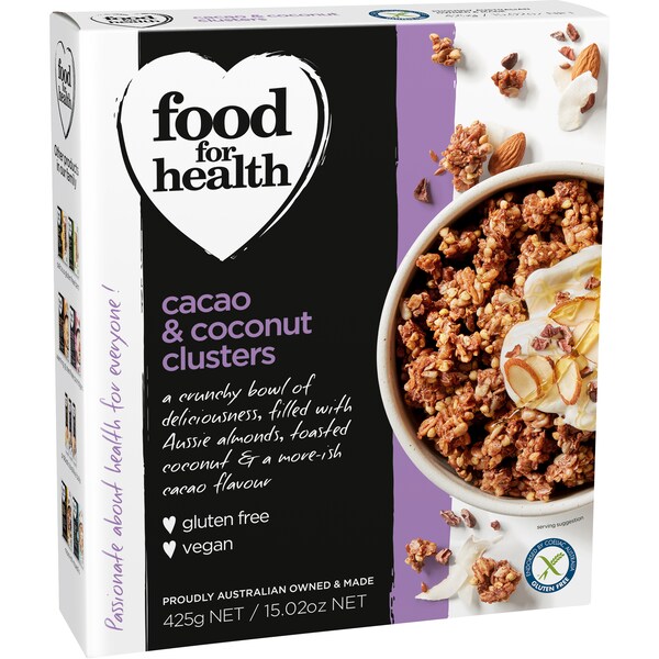 Food For Health Cacao & Coconut Clusters 425g