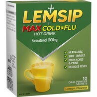 Lemsip Max Cold & Flu Hot Drink With Paracetamol Lemon Sachets