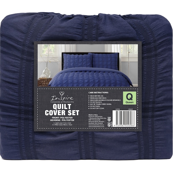Inspire Seersucker Quilt Cover Set Queen each