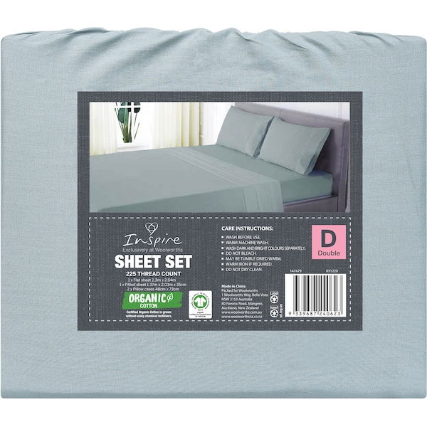 Inspire Organic Cotton Sheet Set Double Each