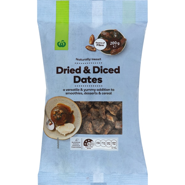 Woolworths Dried & Diced Dates 200g