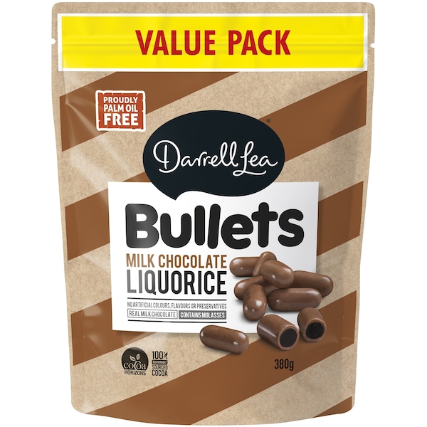 Darrell Lea Milk Chocolate Liquorice Bullets 380g