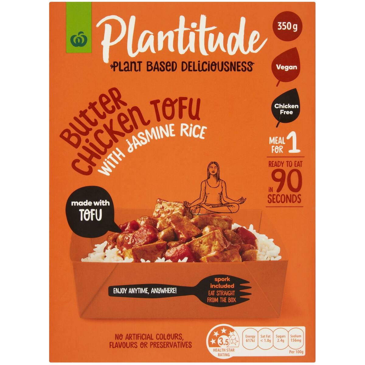 Woolworths Plantitude Butter Chicken Tofu With Jasmine Rice 350g bunch