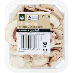 Woolworths White Cup Sliced Mushroom Punnet 200g