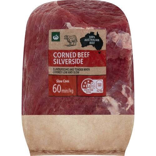 Woolworths Corned Beef Silverside 1kg 2.1kg bunch