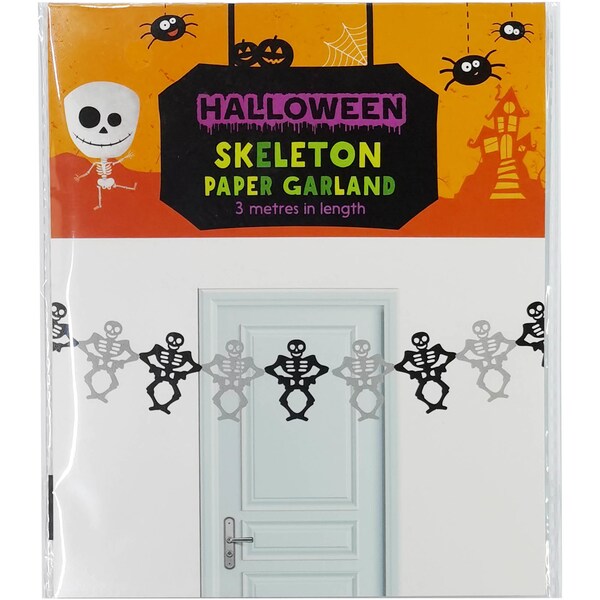 Halloween 3 Metre Paper Garland Skeleton Each