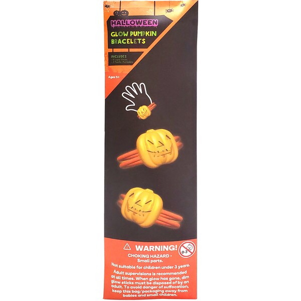 Halloween Glow Dress Up Accessories Pumpkin Bracelets 2 Pack