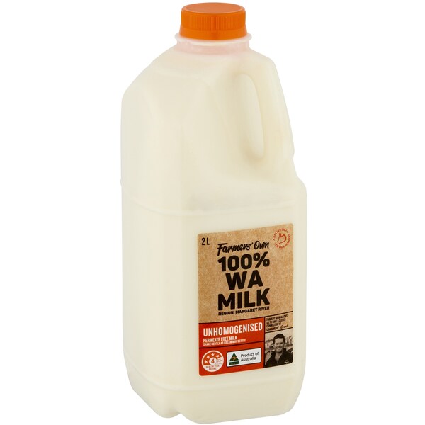 Farmers Own Unhomogenised Permeate Free Milk 2L