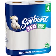 Sorbent Double Length 3 Ply Toilet Paper