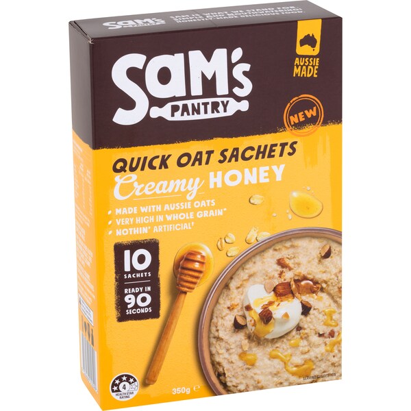 Sam's Pantry Quick Oat Sachets Creamy Honey 10 pack