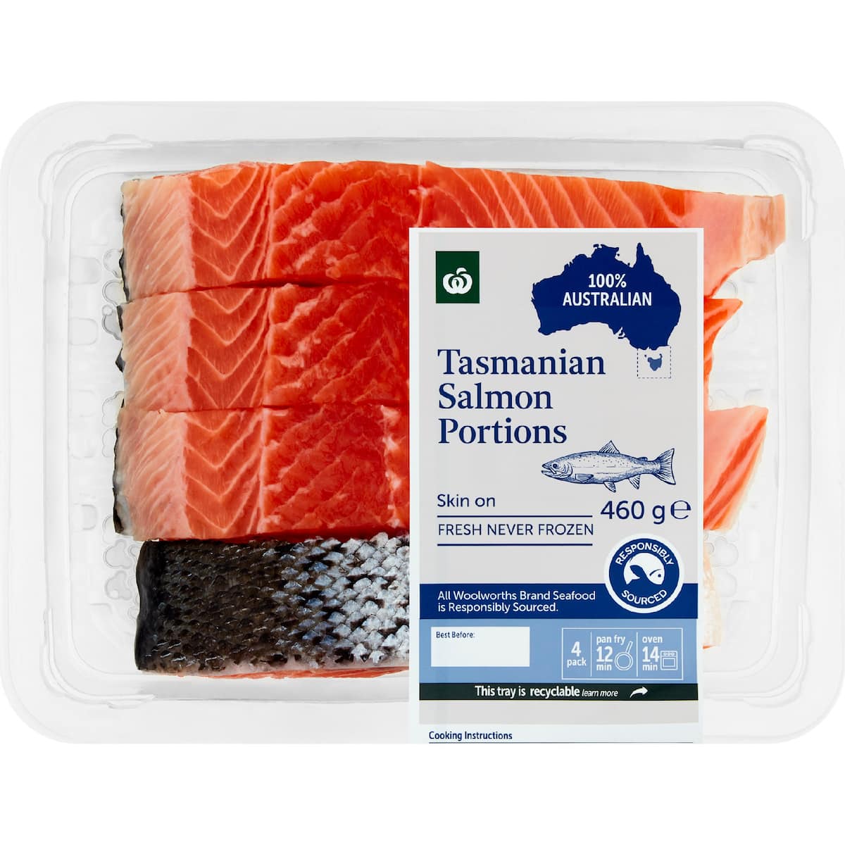 Woolworths Salmon Portions Skin On 4 Pack bunch