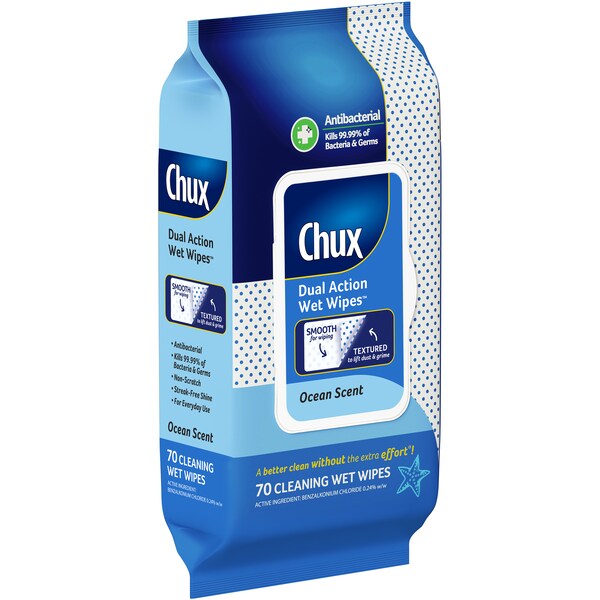 Chux Dual Action Wet Wipes Ocean Scent 70 Pack