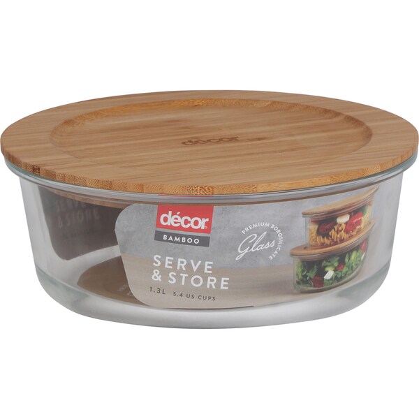 Decor Bamboo Serve & Store Round 1.3l Each