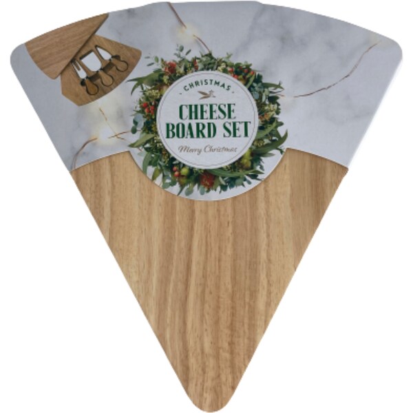 Christmas Wooden Cheese Bread & Knife Set each