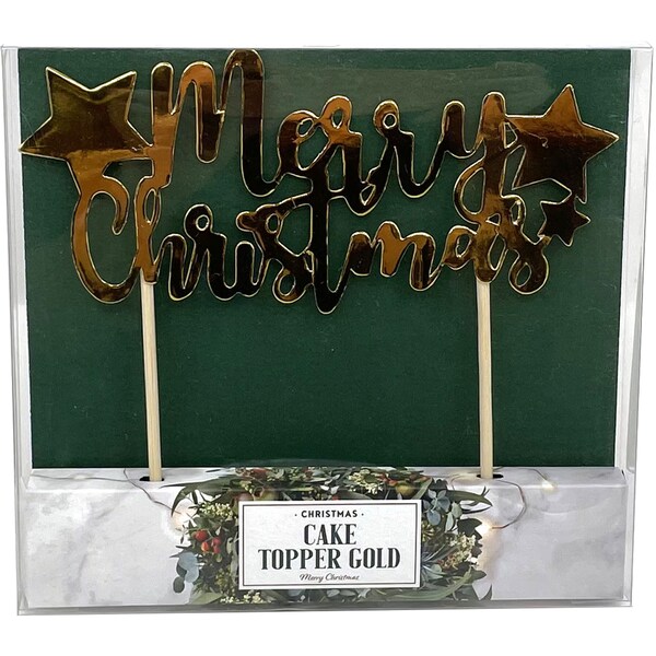 Christmas Cake Topper Gold each