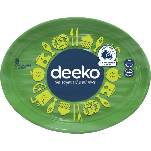 Deeko Entertainer Serving Plastic Steak Plate Oval 8 Pack
