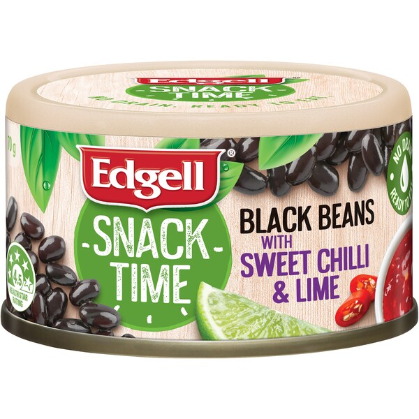 Edgell Snack Time Black Beans With Sweet Chilli & Lime 70g
