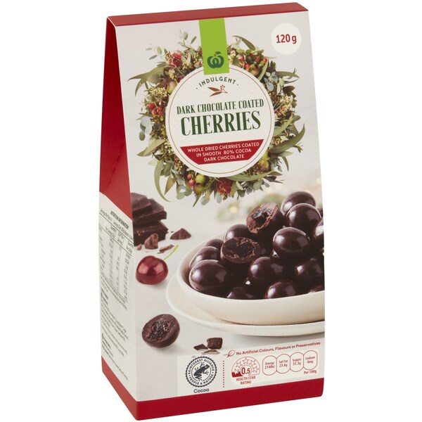 Woolworths Dark Chocolate Cherries 120g