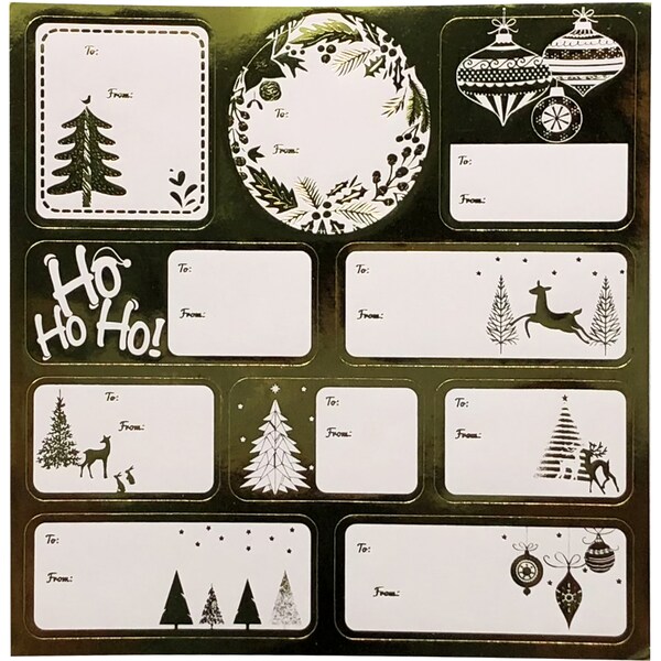 Christmas Foil Present Gold Stickers 40 pack