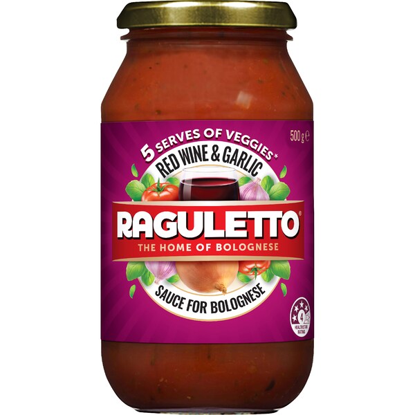 Raguletto Red Wine Bolognese Pasta Sauce With Tomato & Garlic 500g