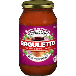 Raguletto Raguletto Red Wine Bolognese Pasta Sauce With Tomato & Garlic 500g
