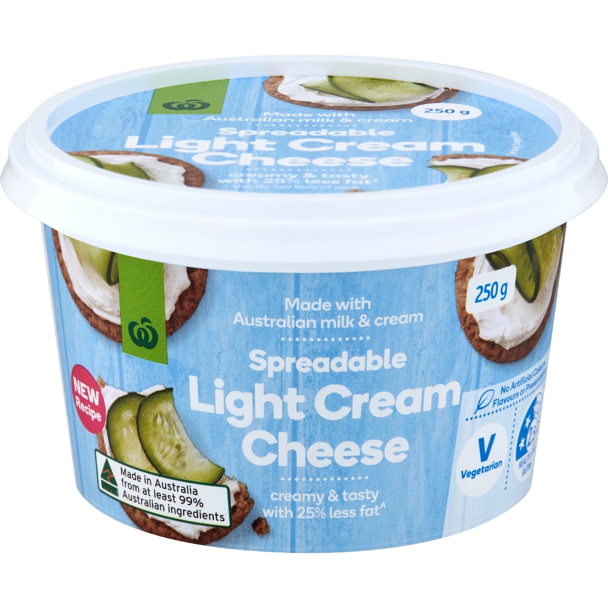 Woolworths Spreadable Light Cream Cheese 250g bunch