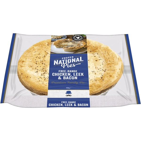 National Pies Free Range Chicken, Leek & Bacon Family Pie 900g