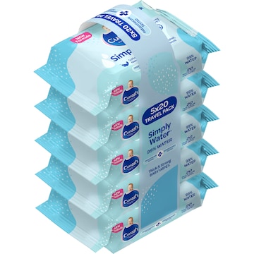 Curash Simply Water Wipes Travel x 20 pack Woolworths