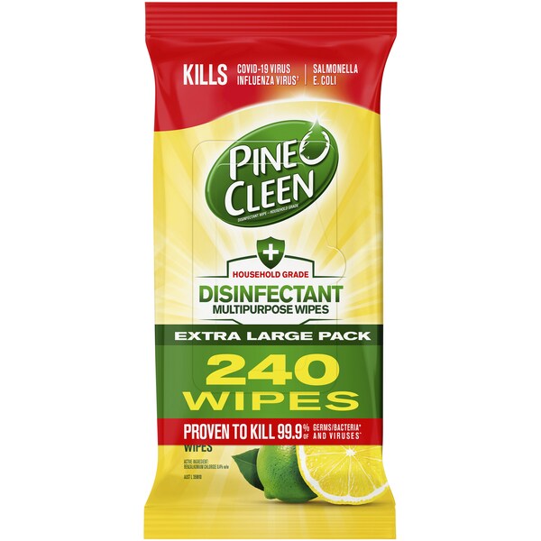 Pine O Cleen Disinfectant Multipurpose Wipes Lemon 240 Pack