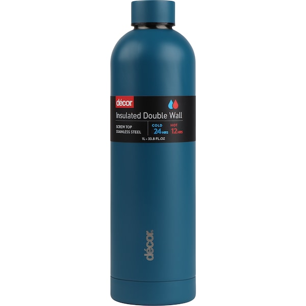 Decor Insulated Double Wall Screw Top Bottle 1l Assorted Each