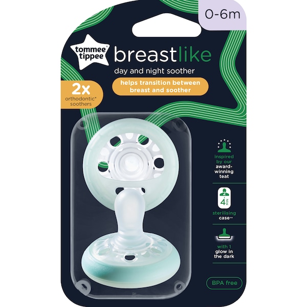 Tommee Tippee Closer To Nature Breast Like Soother 0-6 Months 2 Pack