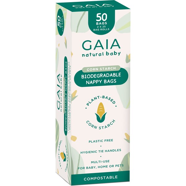 Gaia Natural Baby Biodegradable Nappy Bags 50 pack