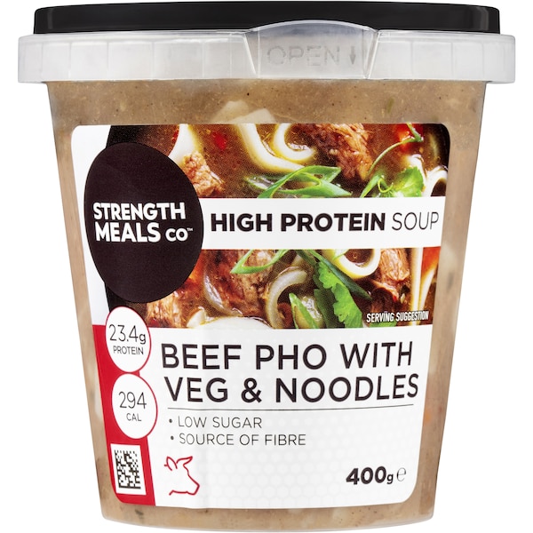Strength Meals Co High Protein Beef Pho With Veg & Noodles Soup 400g
