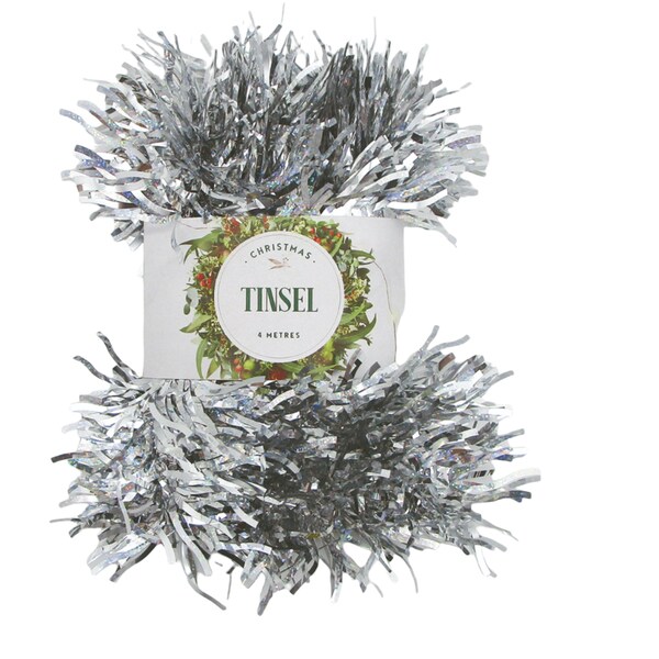 Christmas Tinsel 4 Meters Silver each