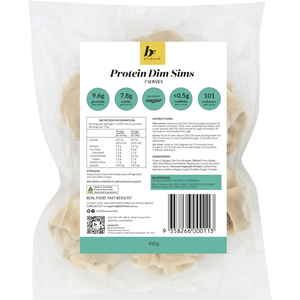 Be Fit Food Protein Dim Sims Frozen 490g
