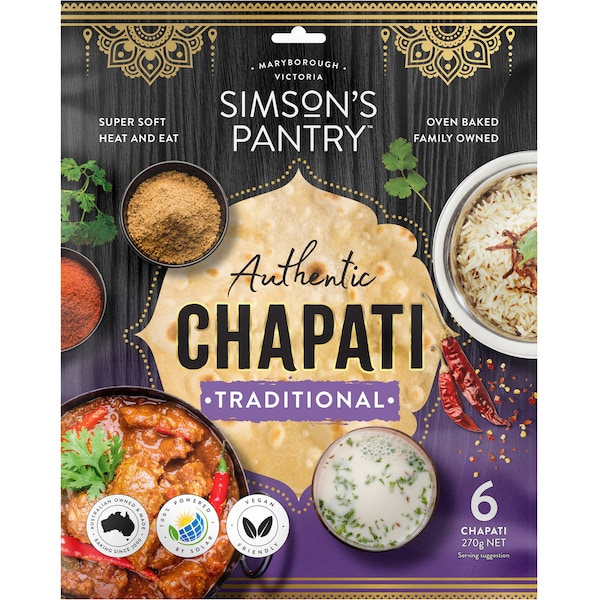 Simson's Pantry Authentic Chapati Traditional 6 pack