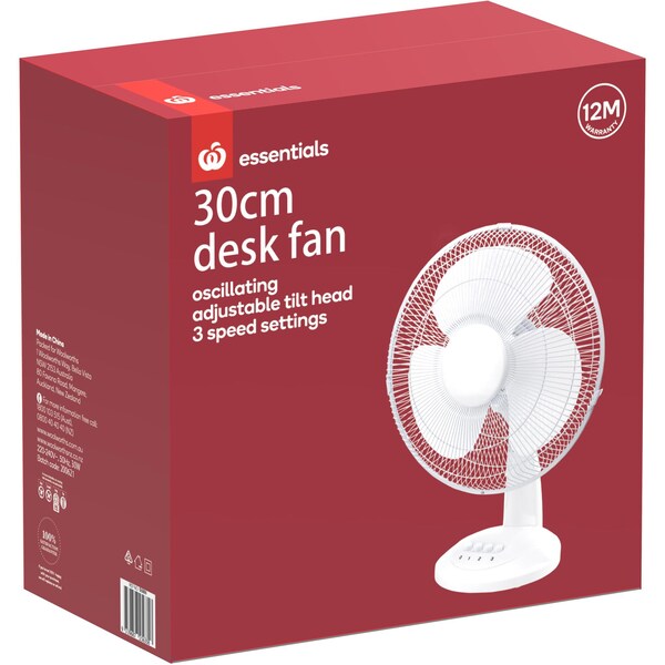 Essentials 30cm Desk Fan Each