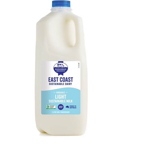 East Coast Sustainable Dairy Organic Light Sustainable Milk 2L