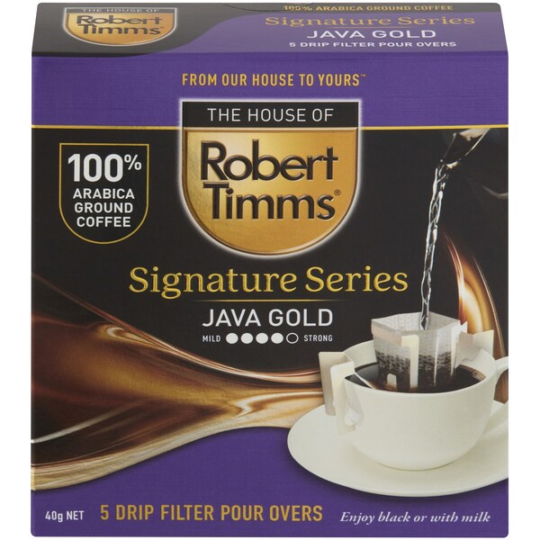 Robert Timms Drip Filter Pour Over Coffee Java Gold 5 pack