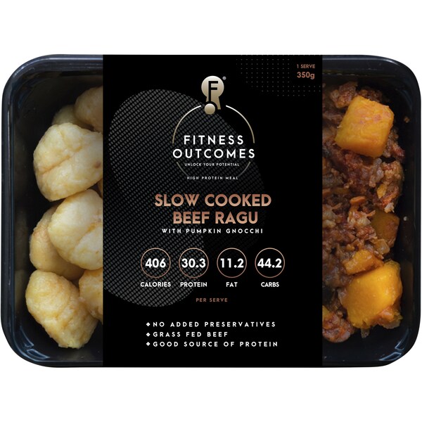 Fitness Outcomes Slow Cooked Beef Ragu Pumpkim Gnocchi Chilled Meal 350g