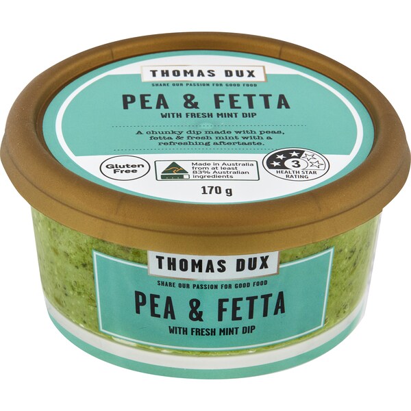 Thomas Dux Pea & Fetta With Fresh Mint Dip 170g