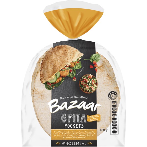 Bazaar Wholemeal Pita Pockets 6 Pack