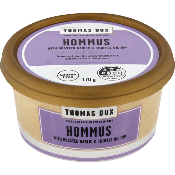 Thomas Dux Hommus With Roasted Garlic & Truffle Oil Dip 170g
