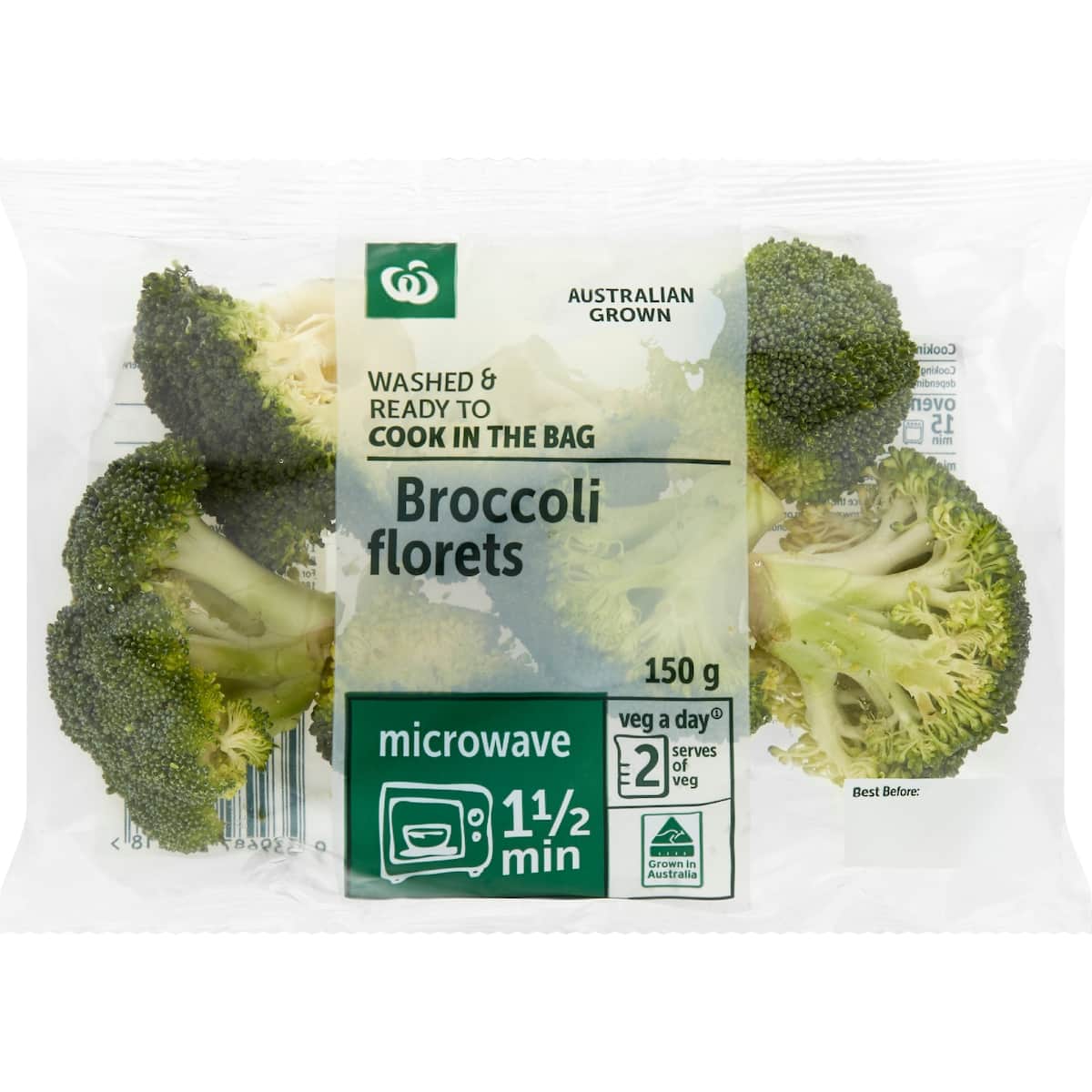Woolworths Washed and Ready To Cook Broccoli Florets 150g bunch