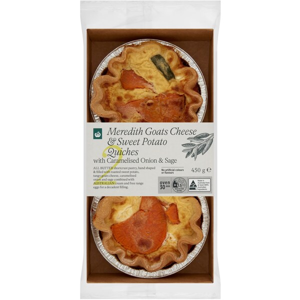 Woolworths Meredith Goats Cheese & Sweet Potato Quiches 2 pack