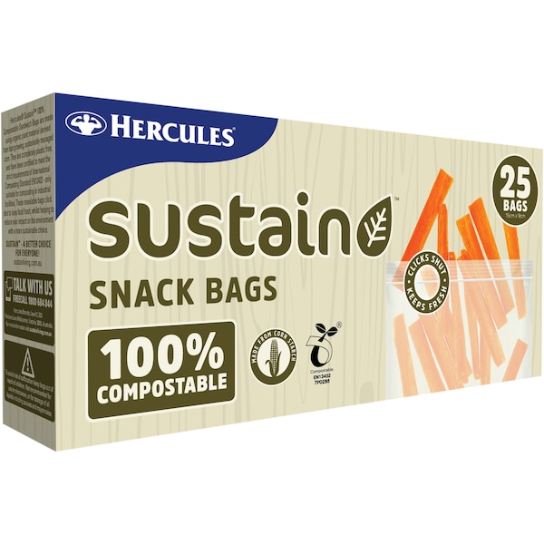 Hercules Sustain 100% Compostable Sandwich Bags 25 Pack