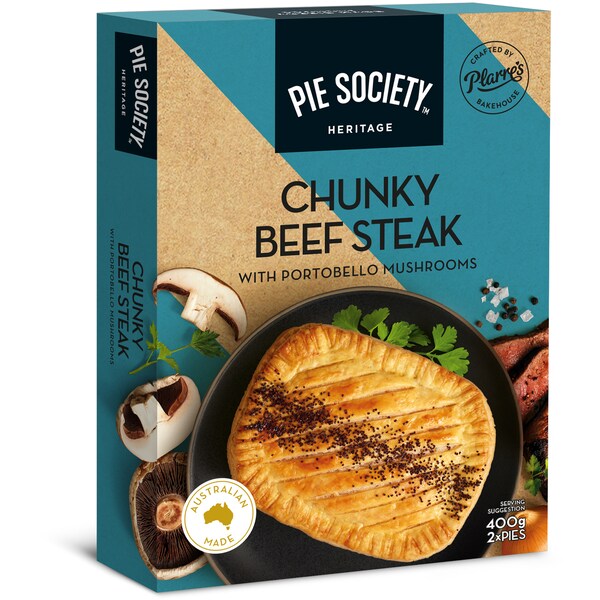 Pie Society Chunky Beef Steak With Portobello Mushroom Pies 2 pack