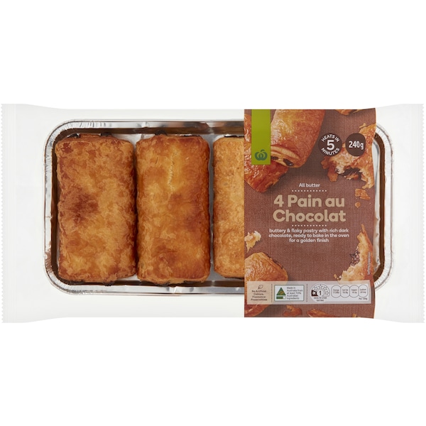 Woolworths Pain Au Chocolat Pastries 4 Pack