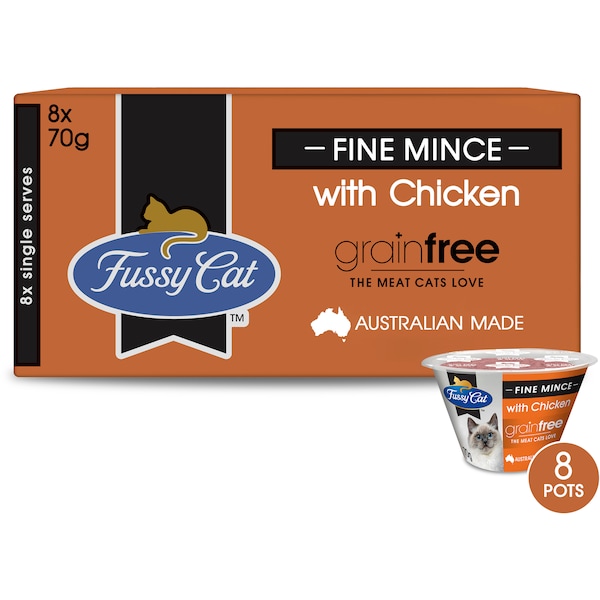 Fussy Cat Frozen Fine Mince With Chicken 70gx 8 Pack